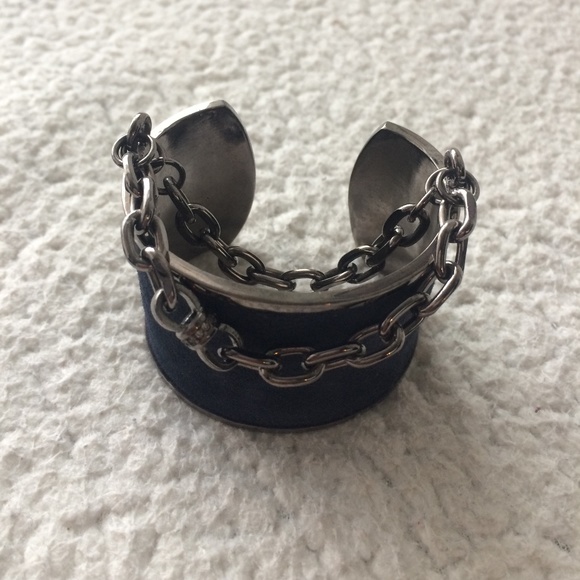 Paige Novick Blue Suede Chain Cuff - Picture 1 of 5
